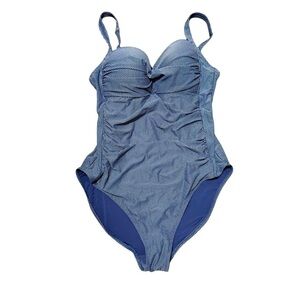 Women’s NipTuck Swim One Piece Blue White Polka Dot Swimsuit Size 12